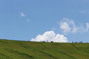 Fototapeta na wymiar Ble sky and green mountain 
