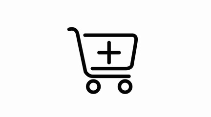 Black and White Shopping Cart Icon. Vector Isolated Illustration of a Shopping Cart