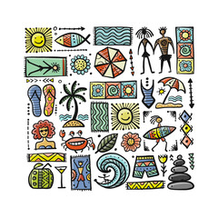 Obraz premium Summer Art Background. Autherntic Style for your design