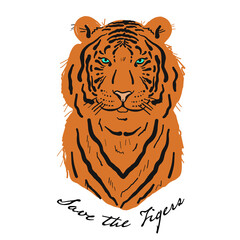 Tiger art portrait for your design. Stylish poster.