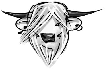 vector illustration of bull head with piercing