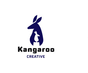 two kangaroo in negative space creative logo