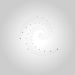 Line art lines with circles for print design. Wave effect