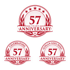 57 years anniversary logo set. 57th years anniversary celebration logotype. Vector and illustration. 