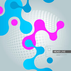 Modern abstract banner with molecular structure on white background. Modern vector illustration