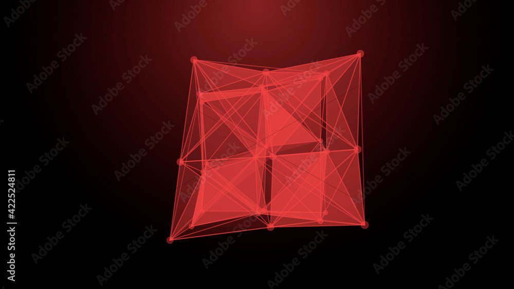 Poster Network connection system.Background with connection dots and lines. Big data vizualization. 3d rendering. 