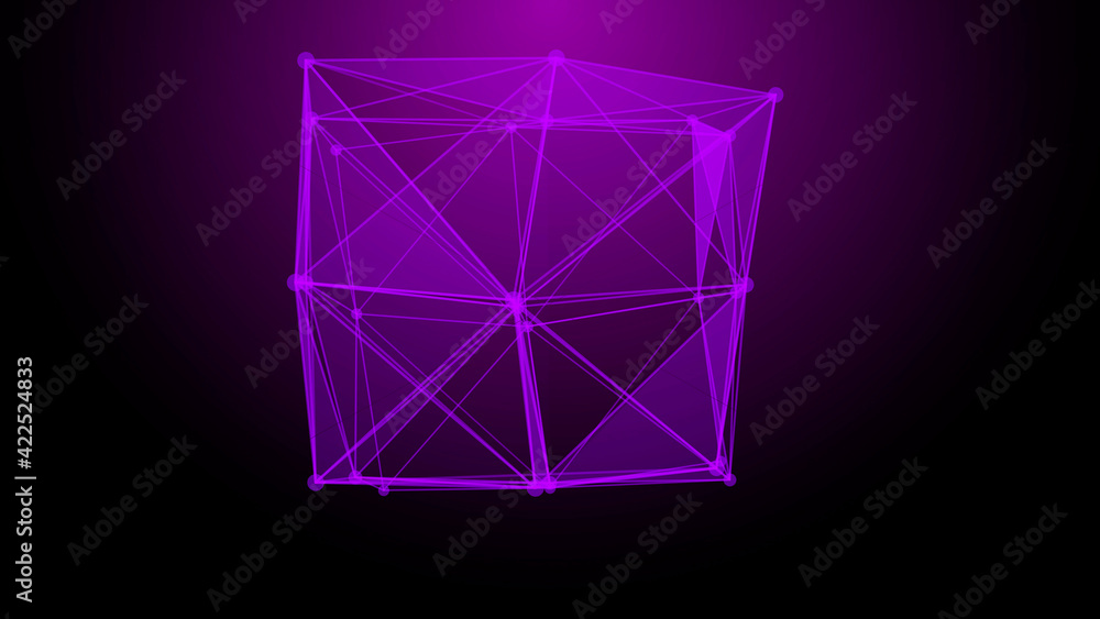 Poster Network connection system.Background with connection dots and lines. Big data vizualization. 3d rendering. 