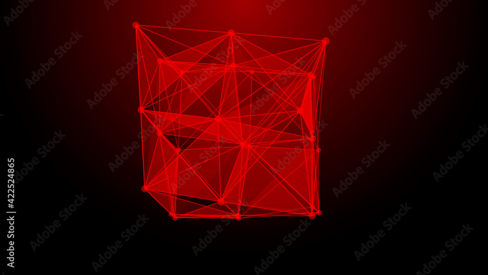 Poster Network connection system.Background with connection dots and lines. Big data vizualization. 3d rendering. 