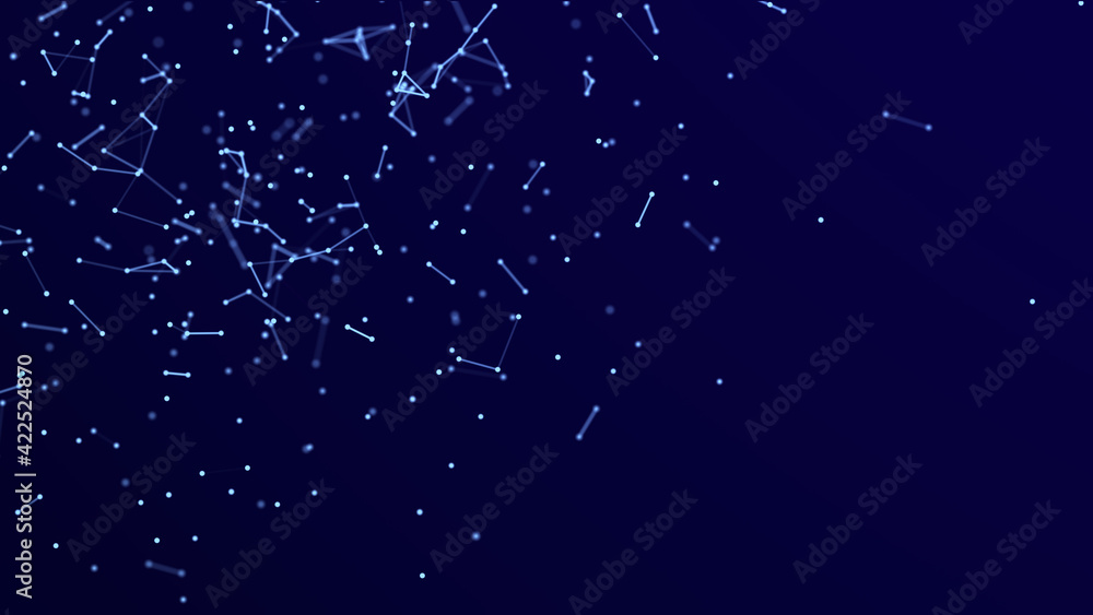 Aufkleber 3d cube of lines and dots. wireframe polygonal element on dark background. science and technology. 3