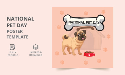 Pet Day holiday social media poster. Promotional Poster. holiday design. Poster, Flyer, Banner.