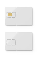 SIM card with precut mini, micro and nano sizes isolated