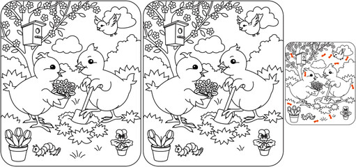 Chickens in the garden_find differences