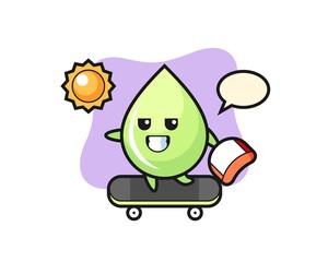melon juice drop character illustration ride a skateboard