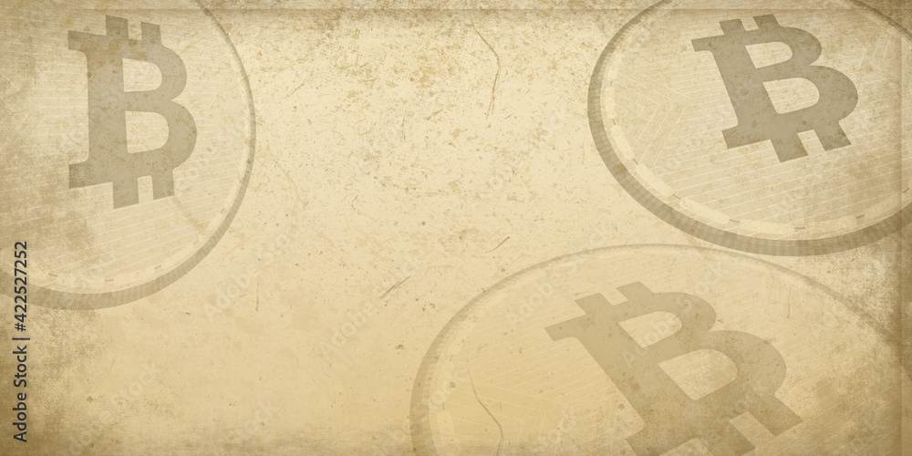 Poster abstract vintage and classical bitcoin background. classical bitcoin backdrop with free text copy sp