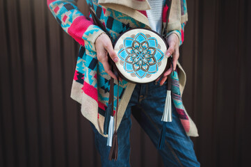Trendy round women's bag. Boho style. Boho Crossbody Bag With Fringe.