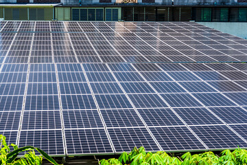 Solar panels in the power plant for renewable energy