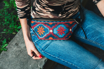 Multicolored banana bag. This light weight, soft leather fanny pack is the best choice for travel! 