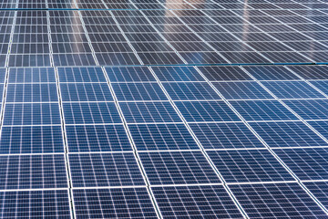 Solar panels in the power plant for renewable energy