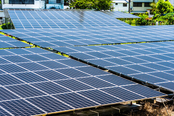 Solar panels in the power plant for renewable energy