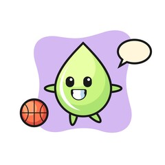 Illustration of melon juice drop cartoon is playing basketball