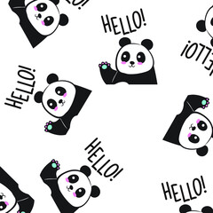  cute panda pattern vector illustration
