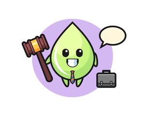 Illustration of melon juice drop mascot as a lawyer