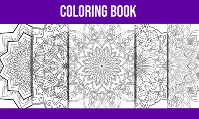 Flowers coloring book interior.Drawing page kids flower coloring page bundle seamless patterns