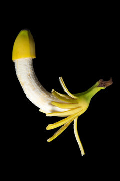 Banana stylized in erotic manner. erection symbol