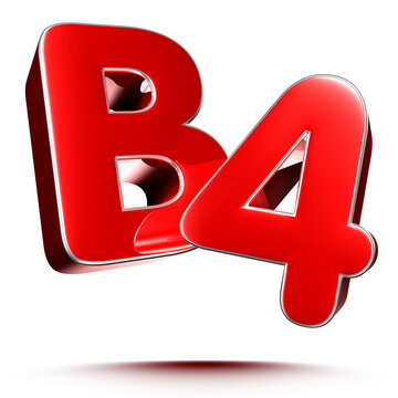 B4 red 3D illustration on white background with clipping path.