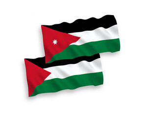 Flags of Hashemite Kingdom of Jordan and Palestine on a white background