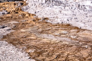 beautiful scenery at mammoth hot spring in yellowstone