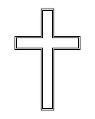 Christian cross outline icon. Crucifix vector illustration isolated on white background.