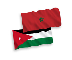 Fototapeta premium Flags of Hashemite Kingdom of Jordan and Morocco on a white background