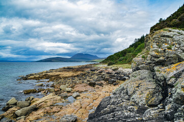 Fototapeta na wymiar Scottish rocky coastline located on the Isle of Arran