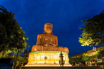 night view of Giant Buddha statue at Baguashan in Changhua, Taiwan