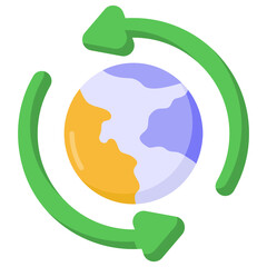 Obraz premium Globe with arrows denoting flat icon of global recycling
