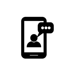 A human avatar over smartphone screen with chat bubble presenting it as conceptual icon design of Intelligence personal assistant
