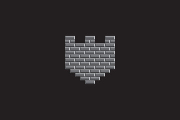 castle shield logo, real brick concept design vector