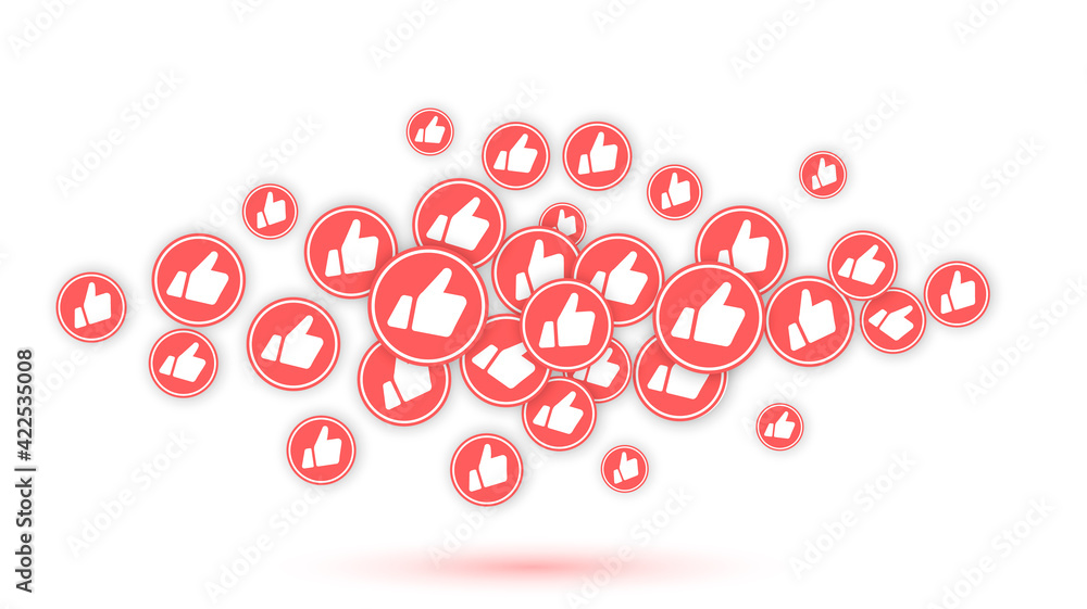 Poster Vector 3D Social Network Counters Icons Abstract Illustration Get More Likes Background. Rating Scale Design Elements for Web, Internet, App, Advertisement, Promotion.