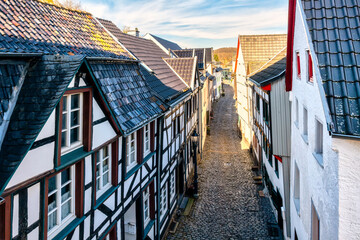 Cityscape of Bad Münstereifel. Bad Münstereifel is a historical spa town in the district of Euskirchen, Germany