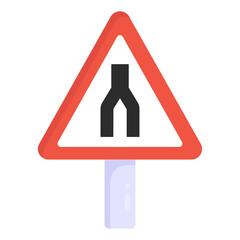 
A road right turn ahead icon with three multiple directions, flat design


