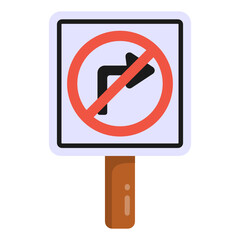 
A no left turn road arrow board, flat icon 

