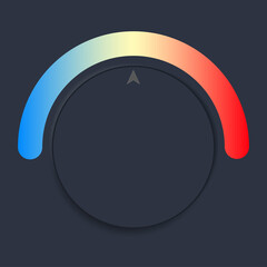 Thermostat icon. Gradient from cold to hot. Climate control regulator. Workflow temperature control in Skeuomorph Trend design. Circular elements for intelligent technological programs. Vector