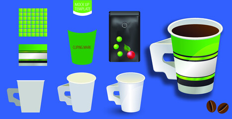 Corporate identity of coffee cup brand,Realistic branding mock up template.