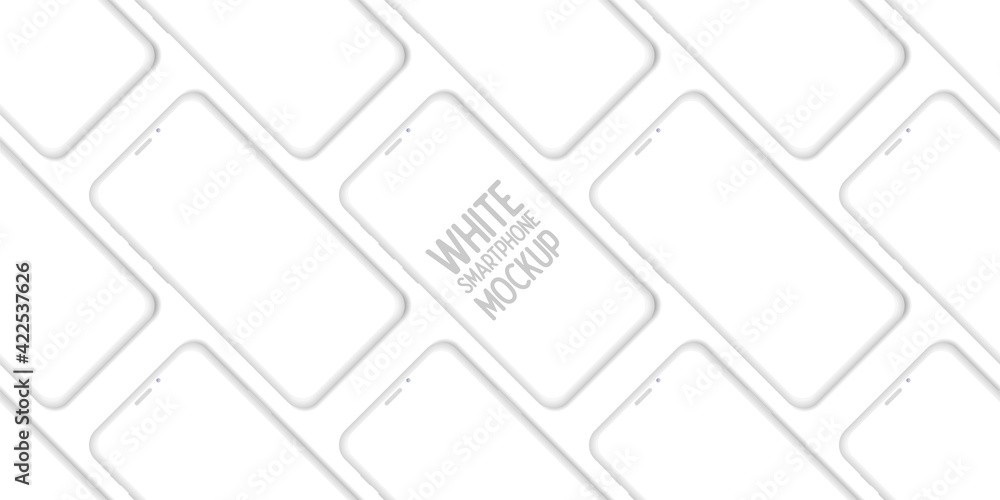 Poster Mobile App Design Smartphone Clay Mockup With Space for Text Isolated on White Background. Vector Illustration