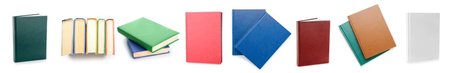 Blank books on white background