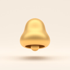 3d simple gold notification bell with red circle isolated on pastel background. Hight quality 3D illustration.