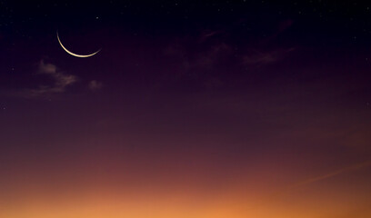 night sky with crescent moon background 