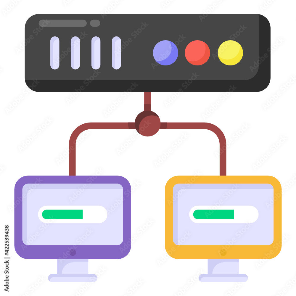 Sticker a network structure icon in flat design