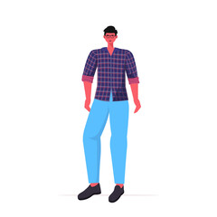 young man in casual trendy clothes male cartoon character standing pose